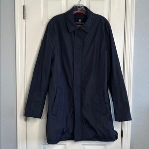 Victorinox navy blue weatherproof men’s jacket longline medium red details